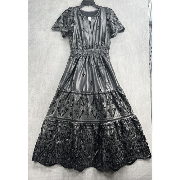 Anthropologie The Somerset Fuax Leather Edition Maxi Dress Size Small Black - Picture 3 of 16